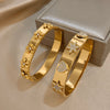 Half-zirconia Flower Bracelet Heart-shaped Five-pointed Star Diamond-encrusted Stainless Steel Women's Cuff Bangle - Image 5
