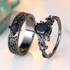 Purple Zircon Royal Blue Crystal Oval Stone Ring Sets For Women Black Metal Engagement Bands Wedding Jewelry Set Versatile Gifts - Image 2