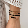 Handmade Black Glass Stone Bracelet Set For Women Bohemian Multilayer Stacked Rice Beaded Link Chain Bangle Jewelry - Image 3