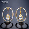 Round Cutout Cubic Zirconia Water Drop Earrings for Women Wedding Dinner Anniversary Birthday Gift Jewelry - Image 2