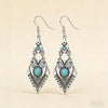 Vintage Bohemian Creative Geometric Rhombus Synthetic Turquoise Handmade Earrings, Alloy Female Wedding Couple Holiday Jewelry - Image 2