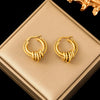 316L Stainless Steel Gold Color Twist Hoop Earrings For Women Holiday Gift Ear Buckle Jewelry - Image 14