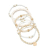 Five-Piece Resin Bead Bracelet Set with Round Charms and Elastic Bands - Image 5