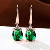 Female Crystal Green Red Oval Stone Zircon Earring Rose Gold Color Long Dangle Wedding Jewelry For Women - Image 2