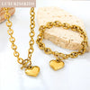 Cubic Love Heart Minimalist Jewelry Set Necklace Earrings Bracelets Stainless Steel Women Party Accessories - Image 1