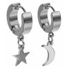 2pcs Women Men's Stainless Steel Dropping Earrings Black/Silver Color Star Moon Gothic Punk Rock Style - Image 6