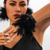 Exaggerated Ostrich Natural Feather Cuff Wrist Sleeve Bracelets for Women Summer Party Boho Adjustable Bangles Y2K Jewelry Gift - Image 1