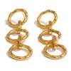 Stainless Steel Round Circle Link Long Drop Dangle Earrings Gold Pvd Plated Statement Jewelry Gift - Image 7