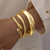 Gold Color Minimalist Chunky Bracelets For Women Elegant Design Open Cuff Bangles Set Retro Jewelry Gifts - Image 1