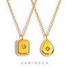 Briolette Square Pendant Necklace for Women Polished Stainless Steel Gold Plated Chain - Image 1