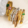 Zircon Stainless Steel Bracelet For Women Geometric Leaf Rhinestone Shell Bangles Couple Jewelry - Image 2