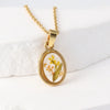 Stainless Steel Dried Flower Pendant Necklace For Women Irregular Round Geometric Clavicle Chain Wedding Jewelry Gift - Image 10