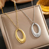 Stainless Steel Delicate Hollow Arc Circle Geometric Pendant Necklace Female Minimalist Commuter Long Necklace - Image 6