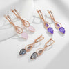 Shiny Lilac Long Drop Earrings for Women Rose Gold Color Whih Purple Zircon Bride Wedding Jewelry - Image 6