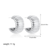 Elegant Gold Color Chunky Wide Texture C Shape Hoop Earring for Women Polished Stainless Steel Huggie Jewelry Gifts - Image 7