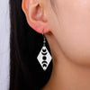 Crescent Goddess Black Birthstone Stainless Steel Earrings Triple Moon Wicca Pentagram Gothic Drop Earrings - Image 6