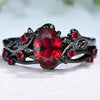 2Pcs/Set Black Gold Color Red Rhinestone Zircon Rings For Women Full Crystal Rings Wedding Engagement Jewelry Gifts - Image 1