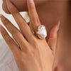 4pcs Elegant Imitation Baroque Pearl Ring Set for Women Vintage Style Statement Adjustable Rings Daily Wear Jewelry - Image 6