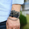Diverse Styles Skull Skeleton Chain Spikes Rivet Stud Wide Cuff PU Leather Punk Gothic Rock Unisex Bracelet Men Jewelry Bracelet - Image 2
