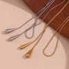 Two Water Drop Snake Chains Necklace Silver Color Stainless Steel Accessories Gold Plated Women's Neck Chain - Image 10