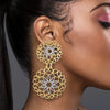 Women Earrings Design Big Drop Earrings Two Tone Jewelry Wedding Party Gift - Image 2