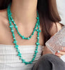 Bohemian Double-Layer Beaded Necklace with Irregular Stone Beads and Long Sweater Chain - Image 9