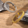 10mm Woven Mesh Stainless Steel Open Bangle for Men Women,Vintage Adjustable Cuff Bracelets - Image 5