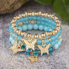 4Pcs Butterfly Beaded Bracelet Set For Women Pink Acrylic Beads Elastic Chain Bangle Female Bohemian Party Jewelry Gift - Image 8