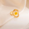 316L Stainless Steel Heart Oval Immortal Flower Open Ring For Women Glamorous Dopamine Jewelry Gifts - Image 5
