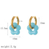 Colorful Small Flower Stainless Steel Charms Earring Gold Plated Circle Ear Buckle Hoop Earrings Jewelry for Women - Image 5