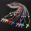 12-Piece Plastic Rosary Bead Necklace Set with Cross Pendants in Multiple Colors - Image 18