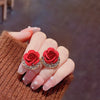 Christmas Red Zircon Crystal Bow Stud Earrings For Women Heart Shape Bowknot Christmas Earring Year Festival Jewelry - Image 5