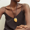 Irregular Geometric Pendant Necklace with Wax Cord - Image 3