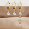 3PCS Multicolor Zircon Water Drop Small Hoop Earrings Set for Women Stainless Steel Pendant Piercing Jewelry - Image 3