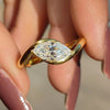 Marquise Zirconia Ring Gold Solitaire Engagement Ring Elegant Promise Ring for Women - Image 1