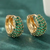 Gold Color Green CZ Hoops Earrings Woman Circle Party Daily Wear - Image 2