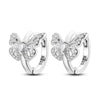 Colorful Cubic Zirconia Huggie Hoop Earrings in Flower Butterfly and Clover Designs - Image 23
