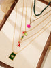 5pcs Bohemian Stacked Necklace Devil's Eye Ink Green Beads Tassel Flower Multi Charm Design Women's Daily Jewelry Gift - Image 2