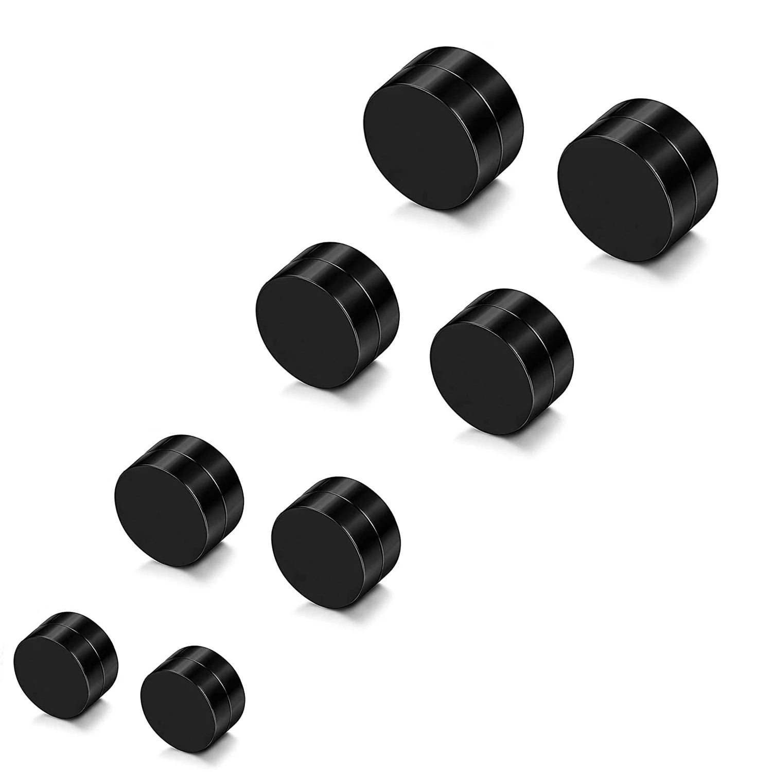 1 Pair 6-12mm Black Stainless Steel Magnetic Fake Gauges Earring Studs for Men Women Non Pierced Earrings - Image 1