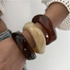 Vintage Punk Brown Coffee Thick Resin Acrylic Bangles Geometric Irregular Wide Cuff Bangle Bracelet For Women Men Jewelry - Image 1