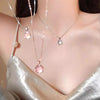 Korean Colorful Crystal Round Pendant Silver Color Chain Neck Necklace for Women Sweet Wedding Aesthetic Charm Jewelry - Image 2