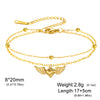 Heart Key Bowknot Charm Bracelet Stainless Steel Gold Color Double Layer Beads Chain Anklet Jewelry Gift - Image 13