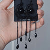 Gothic Black Agate Moon Variant Hollow Out Pattern Crescent Moon Tassel Pendant Dangle Earrings for Women Men Charm Jewelry Gift - Image 3