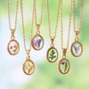 Stainless Steel Dried Flower Pendant Necklace For Women Irregular Round Geometric Clavicle Chain Wedding Jewelry Gift - Image 1