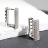 Unique Vertical Bar Rectangular Zircon Earrings for Women Silver Color Plated Hoop Earrings Jewelry Gifts - Image 1