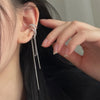 1PC Silver Color Crystal Tassel Non-Piercing Ear Cuff Clip on Earrings For Women Shiny Zircon Long Chain Fake Cartilage Jewelry - Image 1