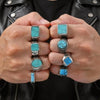 Stylish Stone Turquoise Ring for Men, Stainless Steel Signet Ring,Vintage Birthday Jewelry Gift for Him Dad - Image 1