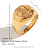 316L Stainless Steel Spiral Signet Chunky Wide Band Ring Gold Plated Vintage Jewelry For Women Gifts - Image 7