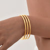 Women Gold Color Stainless Steel Cuff Bracelet, Chic Jewelry Wristband Plain Slip Bangle, Stacking Bracelet Gift to Young Girls - Image 6