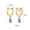 Crmya Gold Plated Drop Hoop Earrings For Women Piercing Purple CZ Zircon Women's Dangle Earrings Jewelry - Image 4